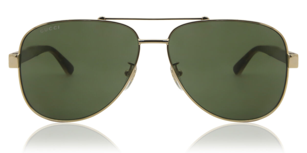 Gucci GG0528S 009, Gold frame, Green lenses