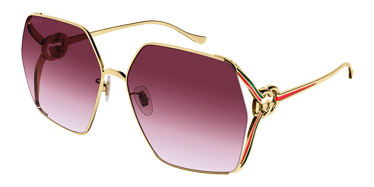 Gucci GG1322SA Asian Fit 003, Gold frame, Red lenses