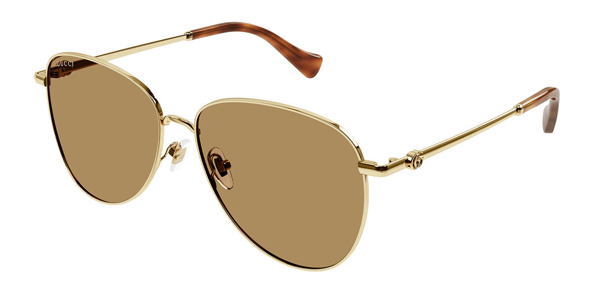 Gucci GG1419S 002, Gold frame, Brown lenses