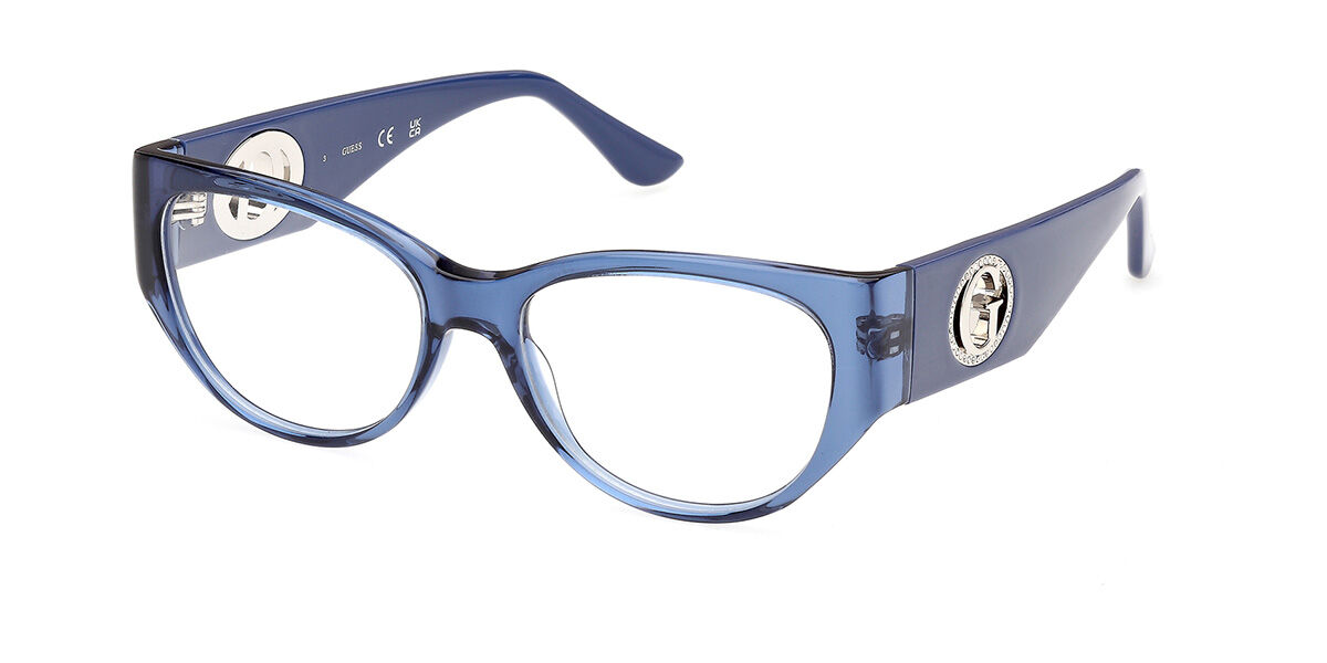 Guess GU50351 090 Women's Eyeglasses Blue Size 52 (Frame Only) - Blue Light Block Available