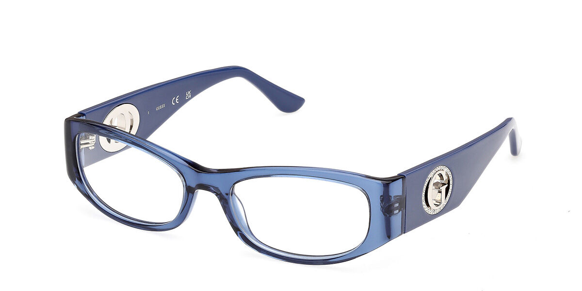 Guess GU50352 090 Women's Eyeglasses Blue Size 53 (Frame Only) - Blue Light Block Available
