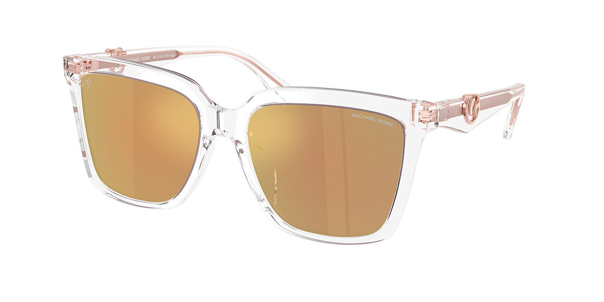 Michael Kors MK2256U MENAGGIO Polarized 3015N0, Clear frame, Rose Gold Mirror Polarized lenses