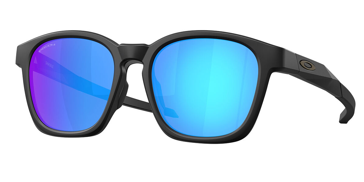 Oakley OO9507D SHACKLE Asian Fit 950701, Black frame, Prizm Sapphire Blue Mirror lenses