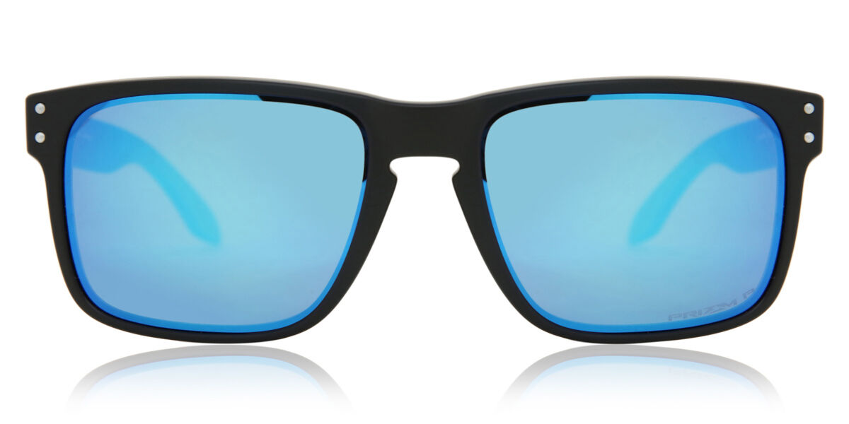 Oakley OO9102 HOLBROOK Polarized 9102F0, Black frame, Prizm™ Sapphire Blue Mirror lenses