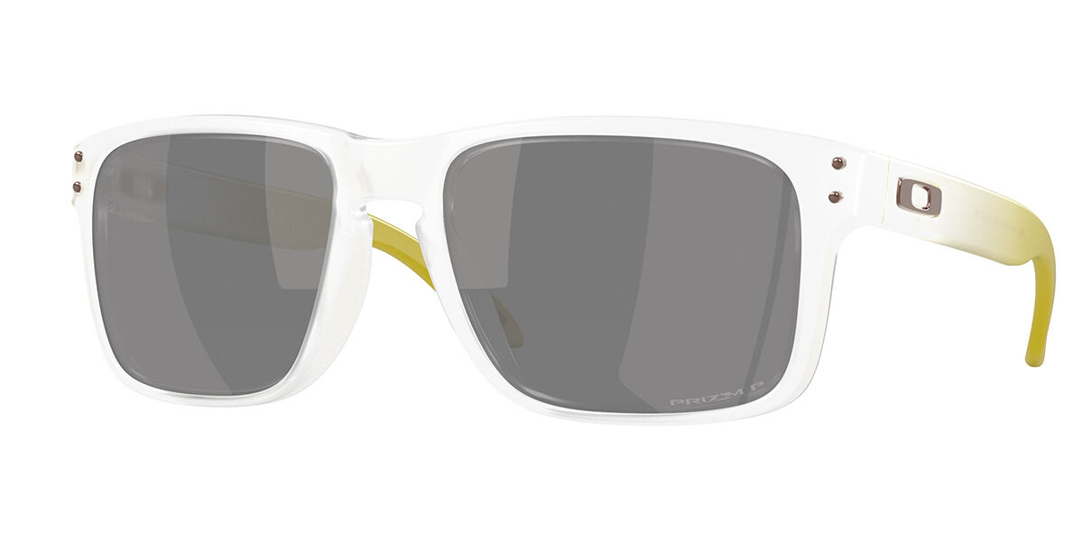 Oakley OO9102 HOLBROOK Polarized 9102AP, Clear frame, Prizm Black Mirror Polarized lenses