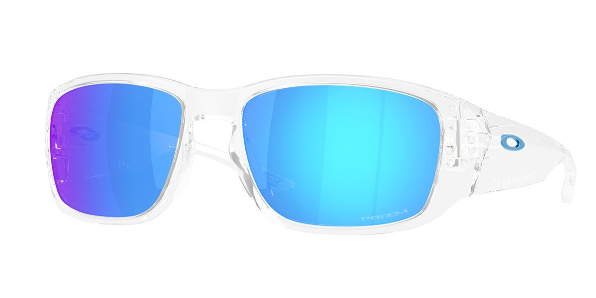 Oakley OO9521 TOURNIQUET Polarized 952104, Clear frame, Prizm Sapphire Blue Mirror Polarized lenses