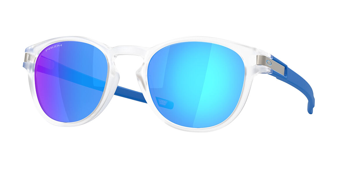 Oakley OO9349 LATCH Asian Fit 934958, White frame, Prizm Sapphire Mirror lenses