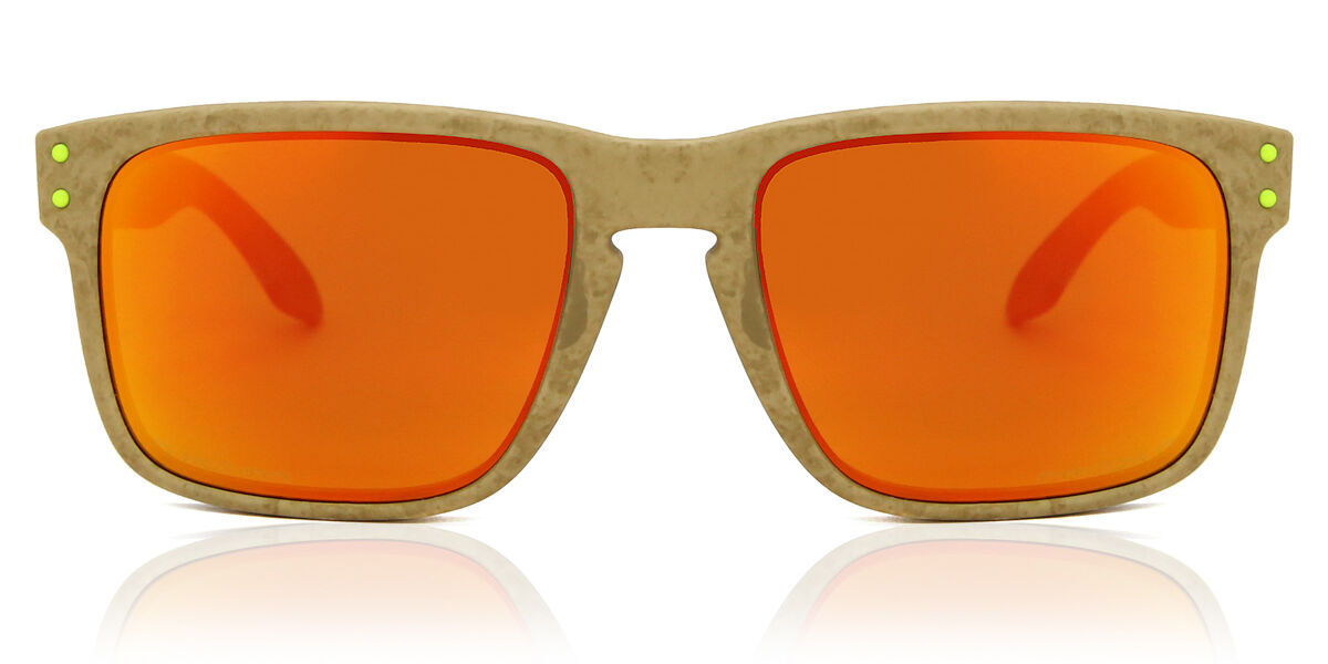 Oakley OO9102 HOLBROOK Polarized 9102Y8, Brown frame, Prizm™ Ruby Red Mirror lenses