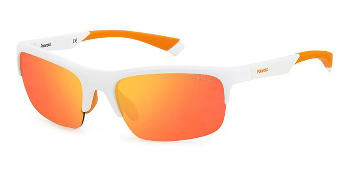 Polaroid PLD 7042/S Polarized 0ZE/OZ, White frame, Orange Mirror lenses