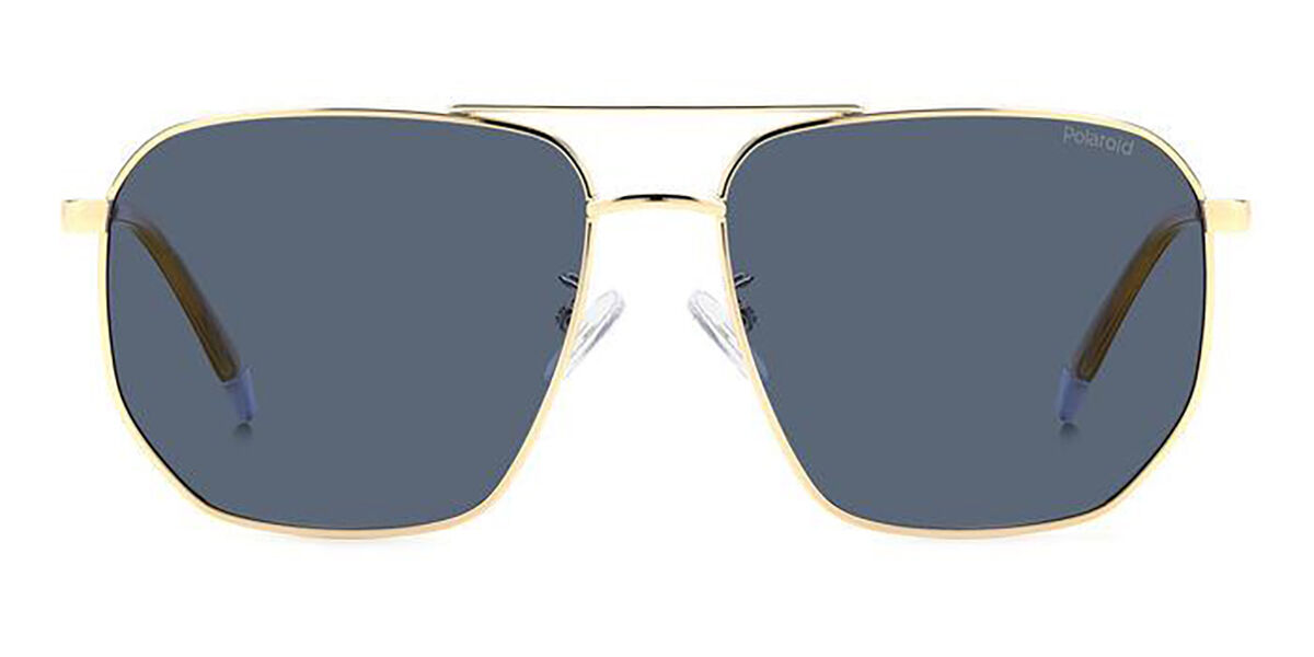 Polaroid PLD 4141/G/S/X Asian Fit Polarized LKS/C3, Gold frame, Blue lenses