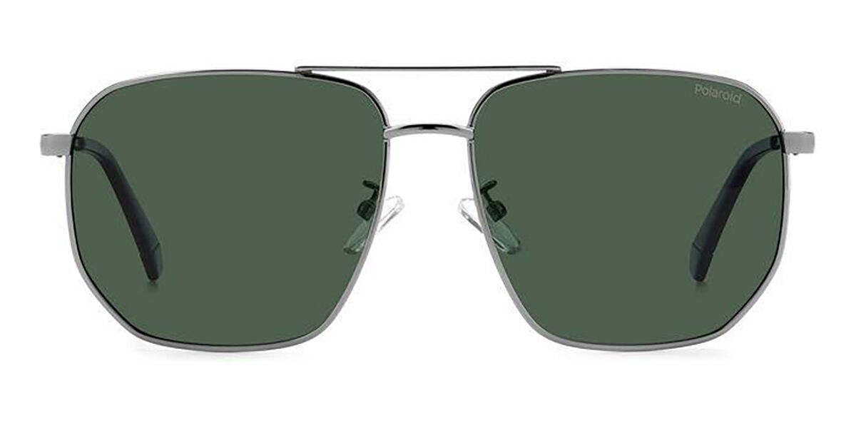 Polaroid PLD 4141/G/S/X Asian Fit Polarized 6LB/UC, Silver frame, Green lenses