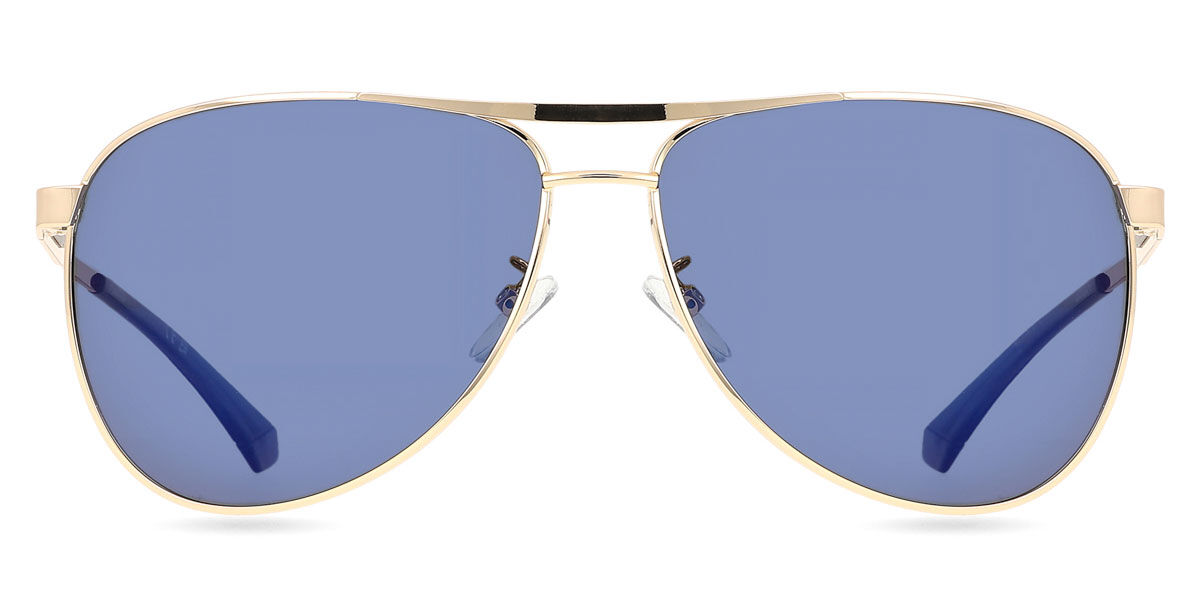 Polaroid PLD 2160/G/S/X Asian Fit Polarized J5G/5X, Gold frame, Blue Mirror lenses
