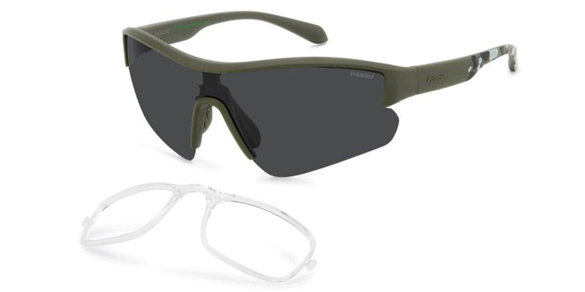 Polaroid PLD 7061/CI/S with RX Insert Polarized DLD/M9, Green Eco-Friendly frame, Solid Grey lenses