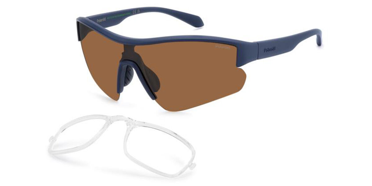 Polaroid PLD 7061/CI/S with RX Insert Polarized FLL/HE, Blue Eco-Friendly frame, Solid Copper Brown lenses