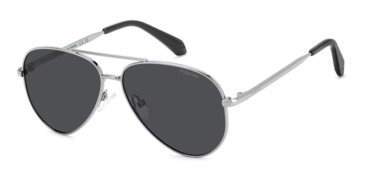 Polaroid PLD 8073/S Kids Polarized GUA/M9, Silver frame, Solid Grey lenses