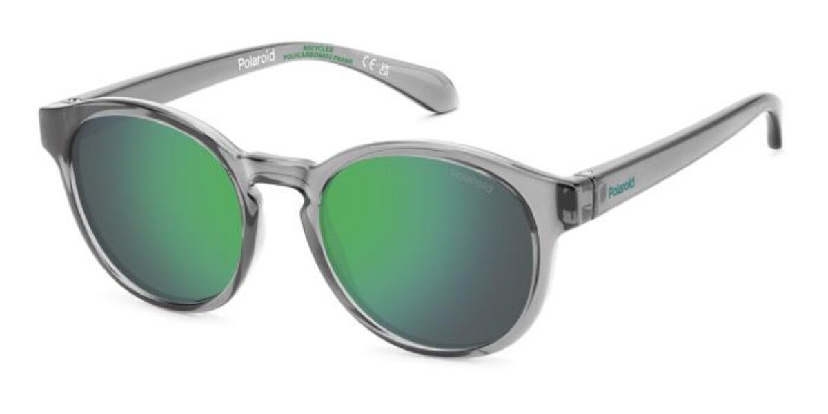 Polaroid PLD 8075/S Kids Polarized KB7/5Z, Grey frame, Grey Green Mirror lenses