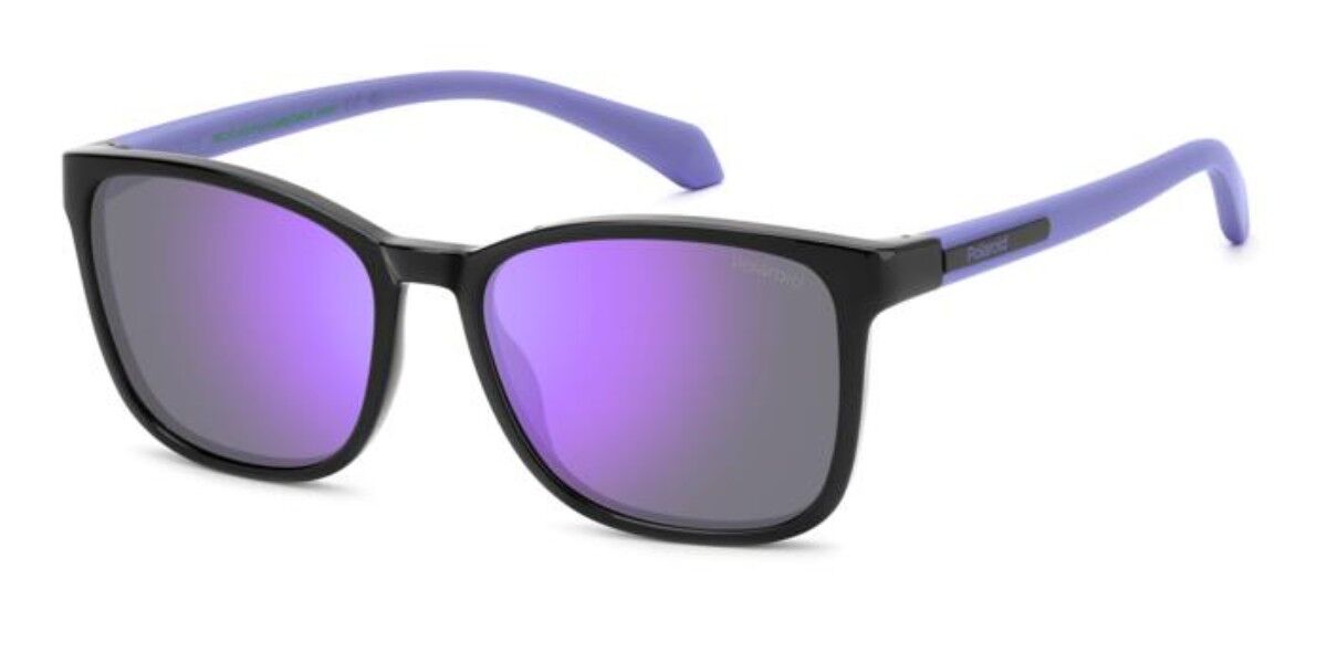 Polaroid PLD 8077/S Kids Polarized 1X2/MF, Black frame, Purple Mirror lenses