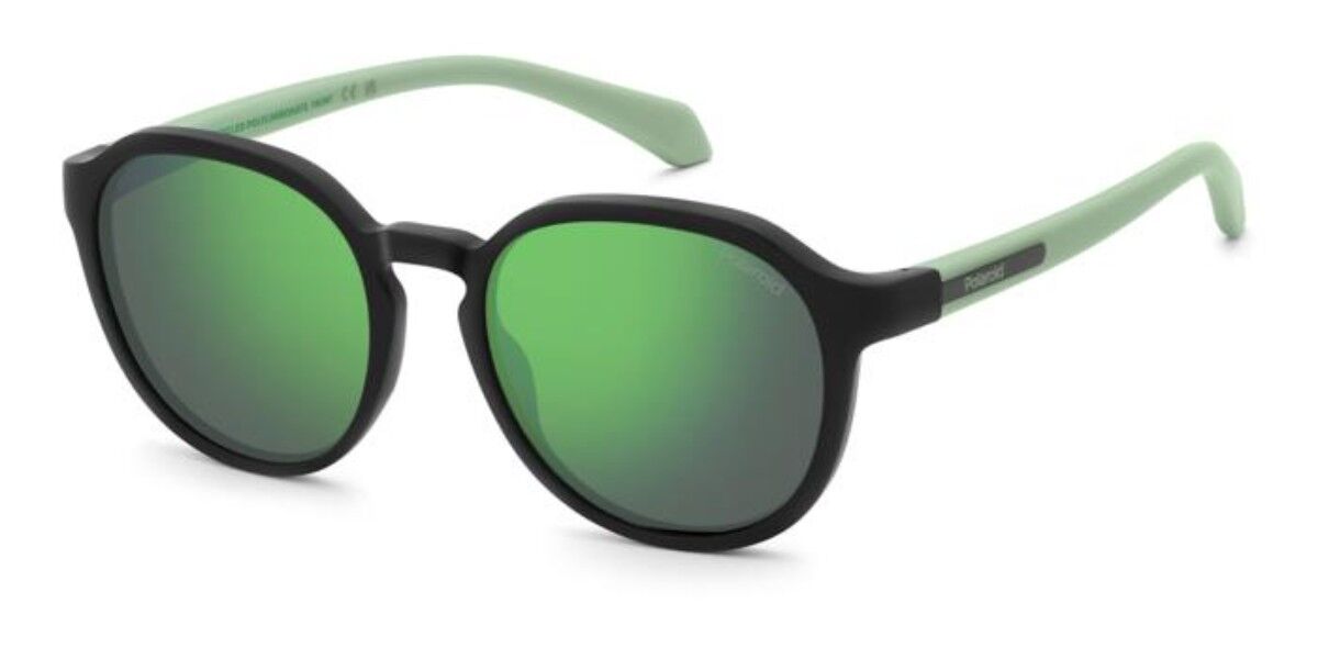 Polaroid PLD 8078/S Kids Polarized 003/5Z, Black frame, Grey Green Mirror lenses