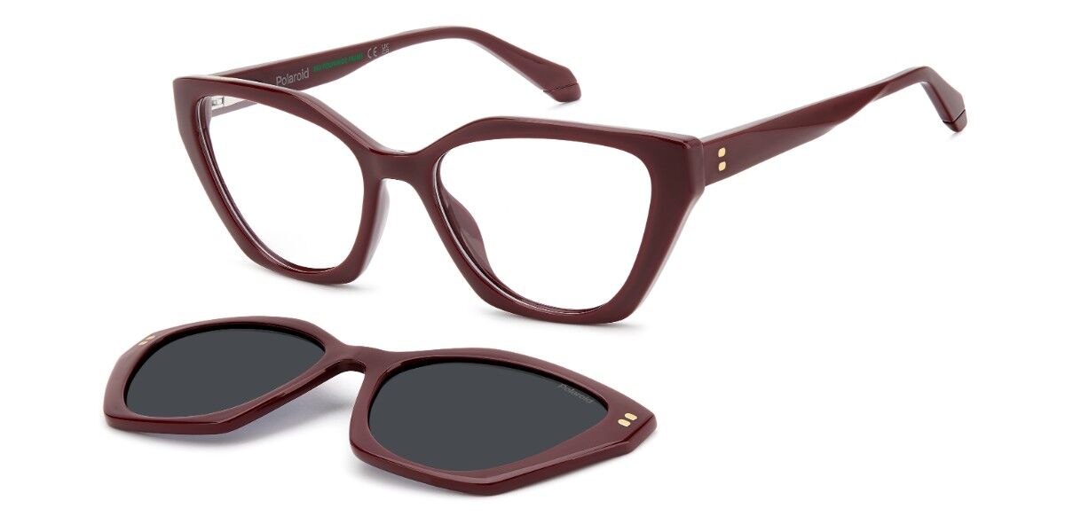 Polaroid PLD D637/C with Clip-On LHF/M9, Burgundy frame