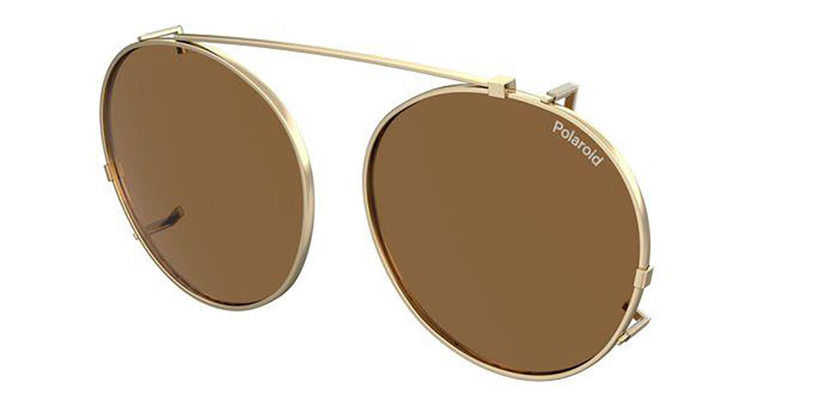 Polaroid PLD 2000/C-ON Polarized Clip-on Only 01Q/SP, Gold frame, Brown lenses