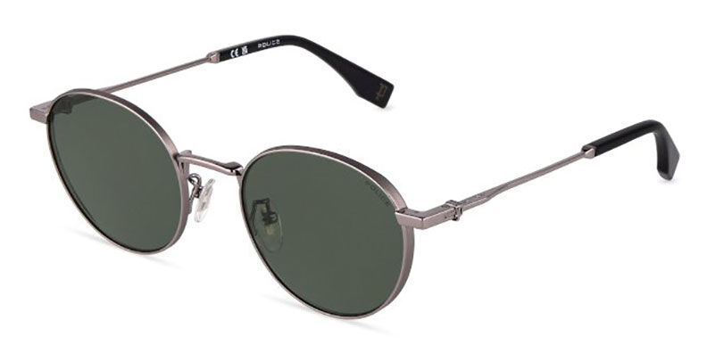 Police SPLU73 FORCE 10 0E56, Silver frame, Green lenses