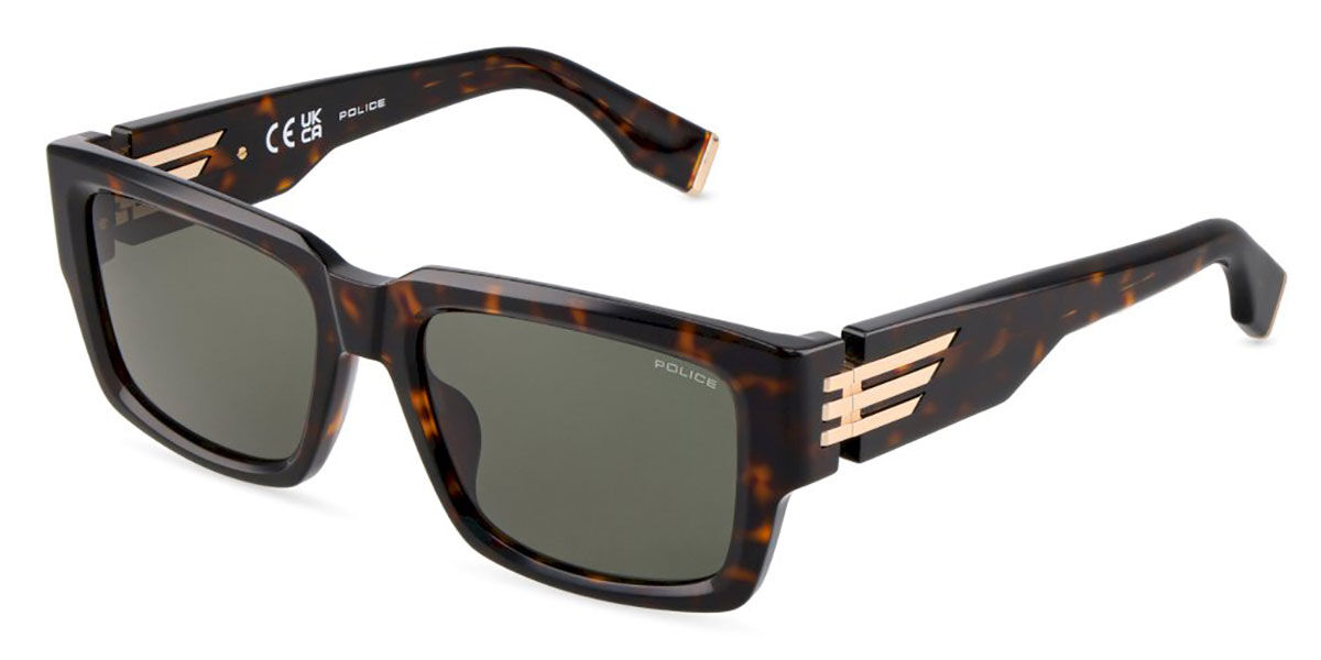 Police SPLU78 0722, Tortoiseshell frame, Green lenses