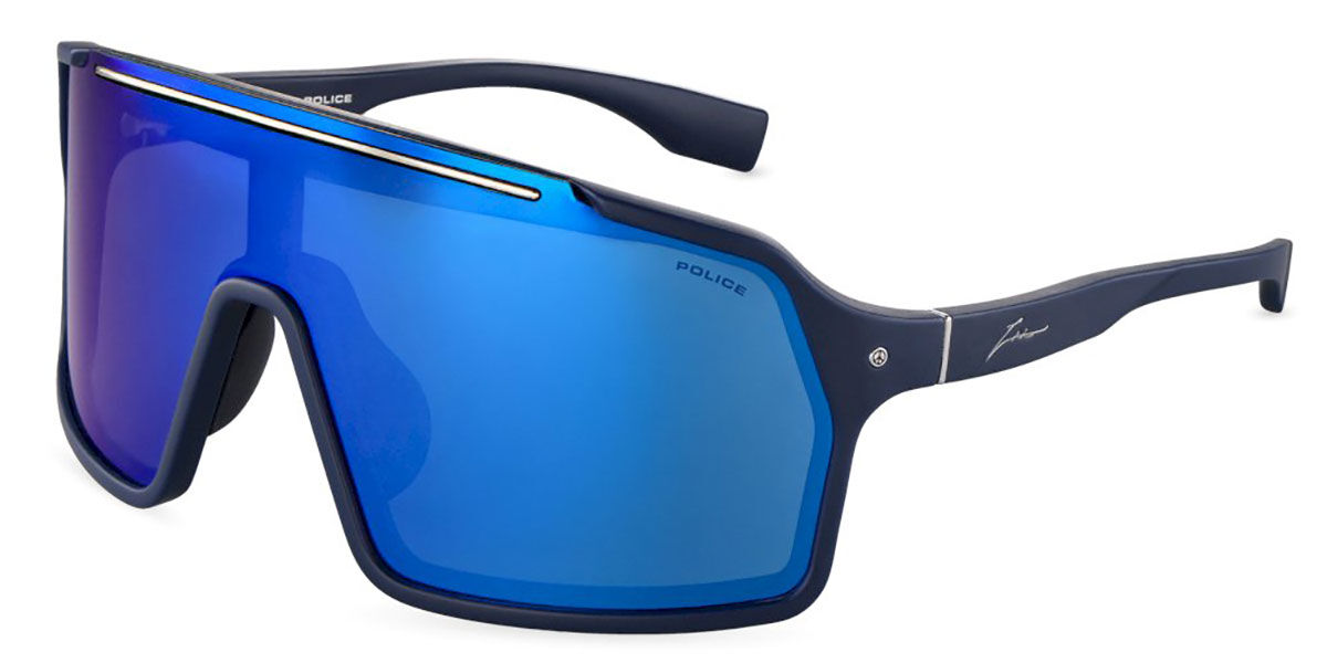 Police SPLU84 ZAC 1 R22B, Blue frame, Smoke Multilayer Blue Mirror lenses