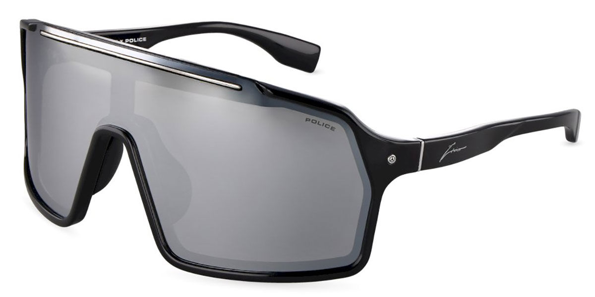 Police SPLU84 ZAC 1 Z42X, Black frame, Silver Mirror lenses