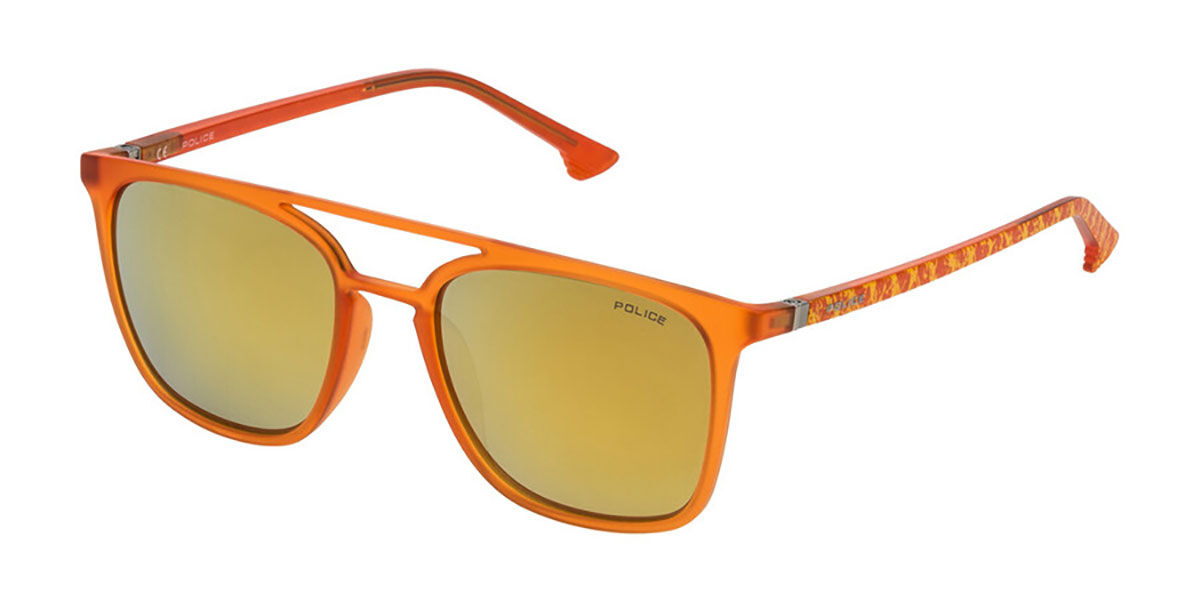 Police SPL366M JA1X, Orange frame, Gold lenses
