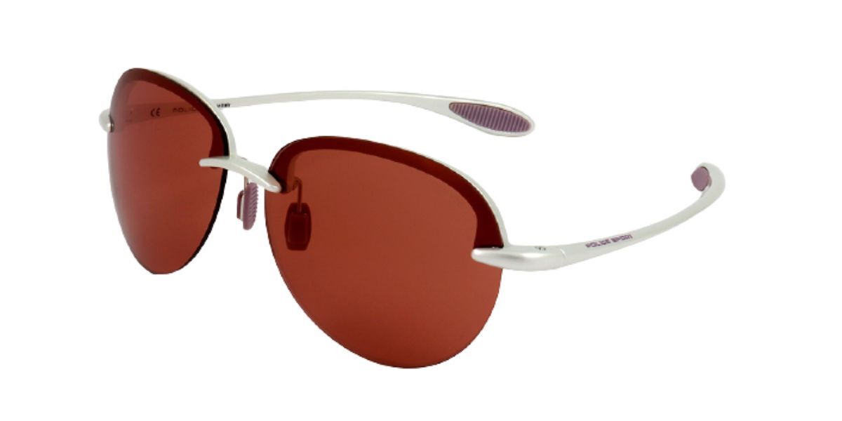 Police SPL302G 7GUX, White frame, Orange lenses
