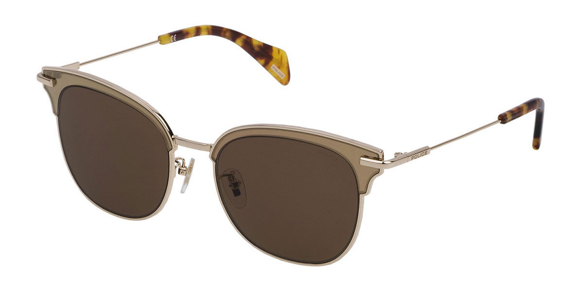 Police SPL622M 0300, Gold frame, Brown lenses