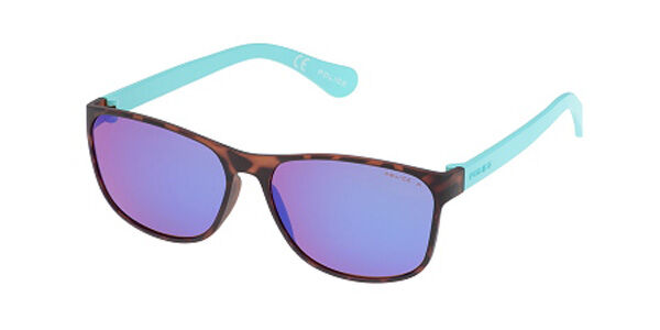 Police S1986 TRICK 1 Kids 878B, Tortoiseshell frame, Blue lenses