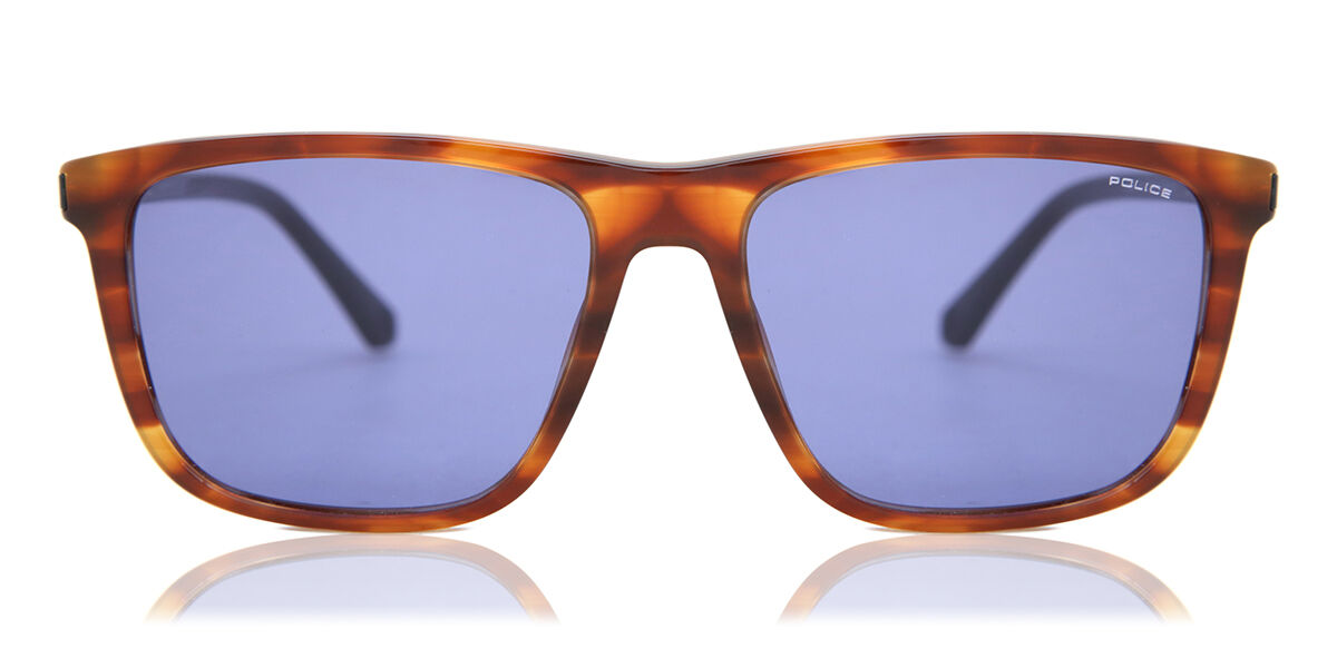 Police SPLE05 09N3, Brown frame, Blue lenses