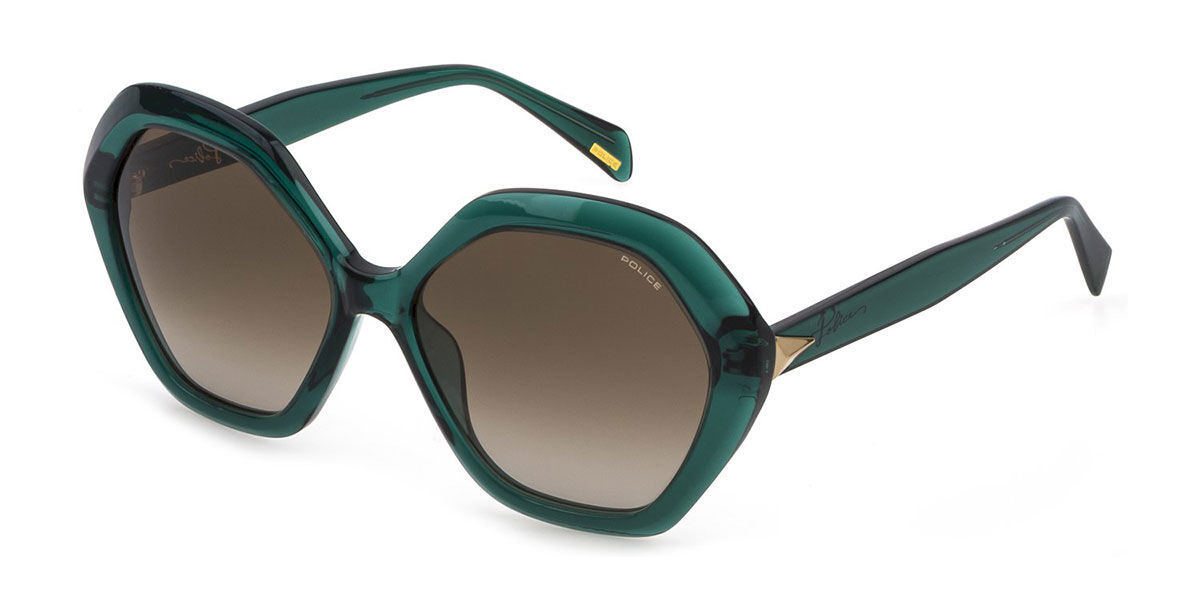 Police SPLD29 0874, Green frame, Gradient Brown lenses