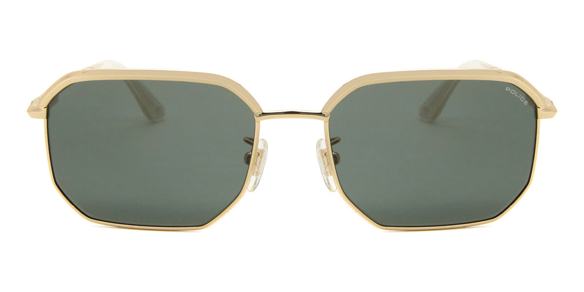 Police SPLF73 0300, Gold frame, Dark Green lenses