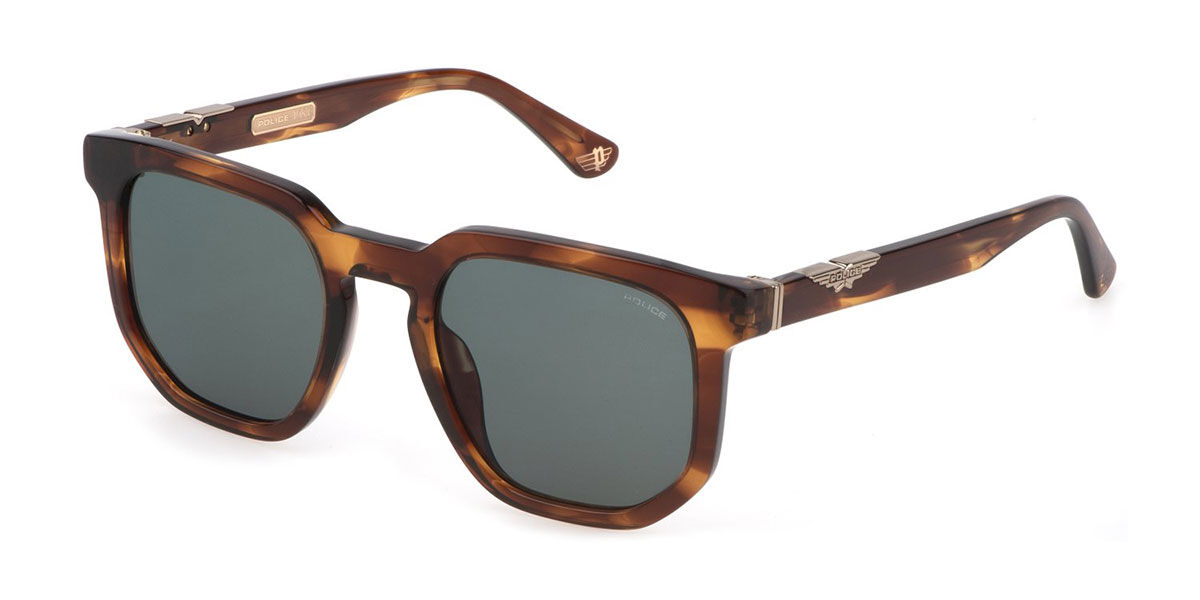 Police SPLF88 06HN, Tortoiseshell frame, Green lenses