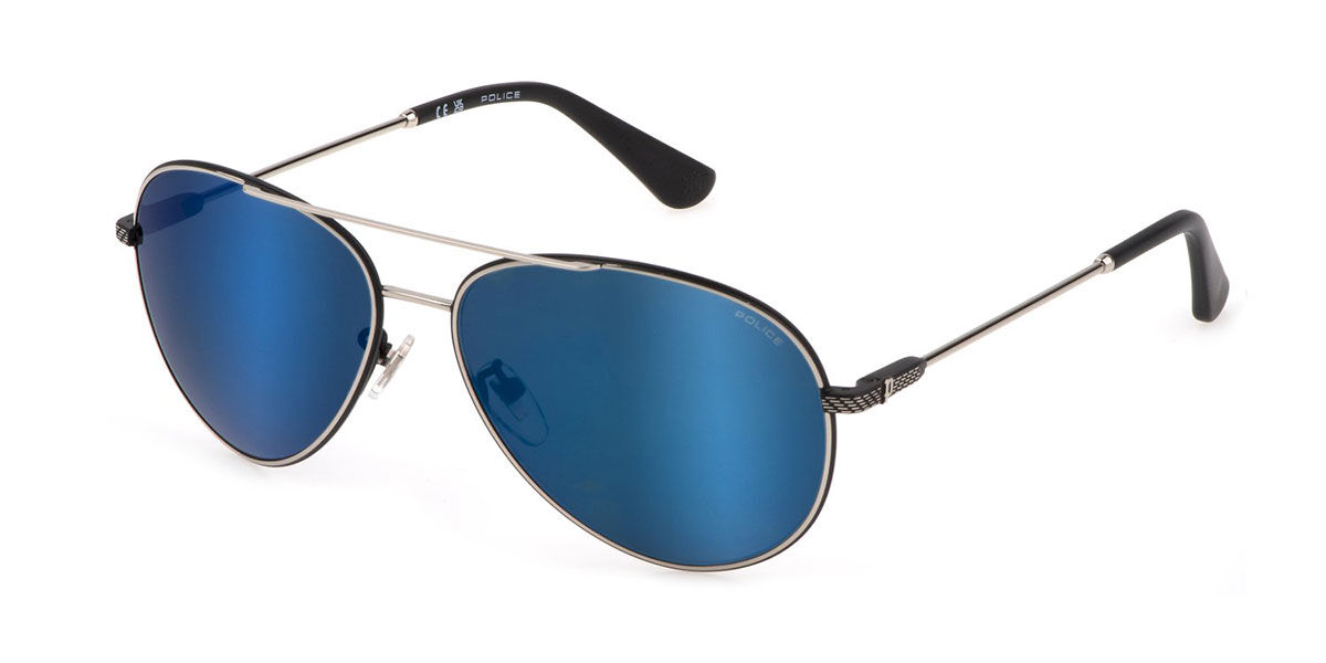 Police SPLL11 OCTANE 8 K07B, Black frame, Blue Mirror lenses