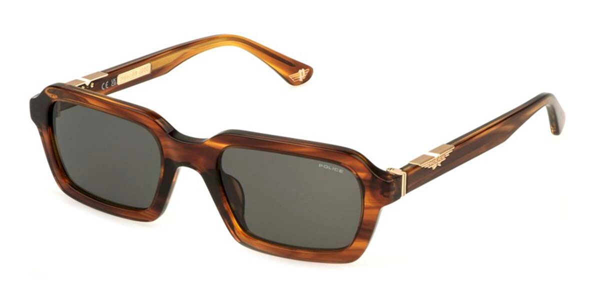 Police SPLL14 ORIGINS 57 09R4, Brown frame, Smoke Grey lenses