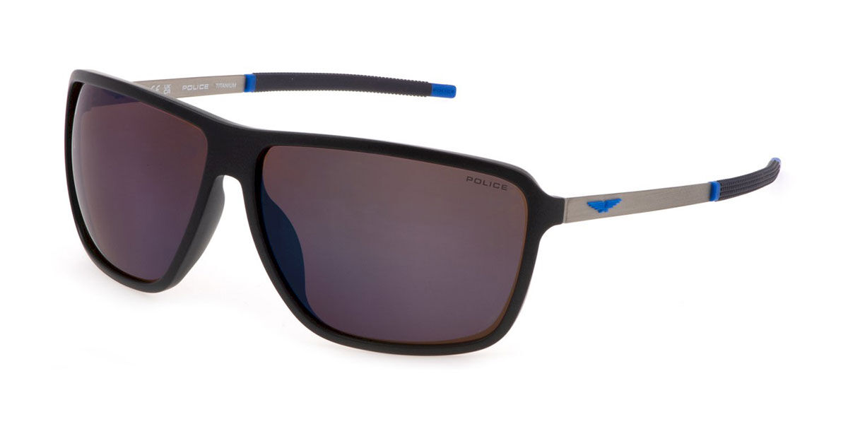 Police SPLL15 SOLSTICE 4 V78B, Blue frame, Dark Purple Mirror lenses
