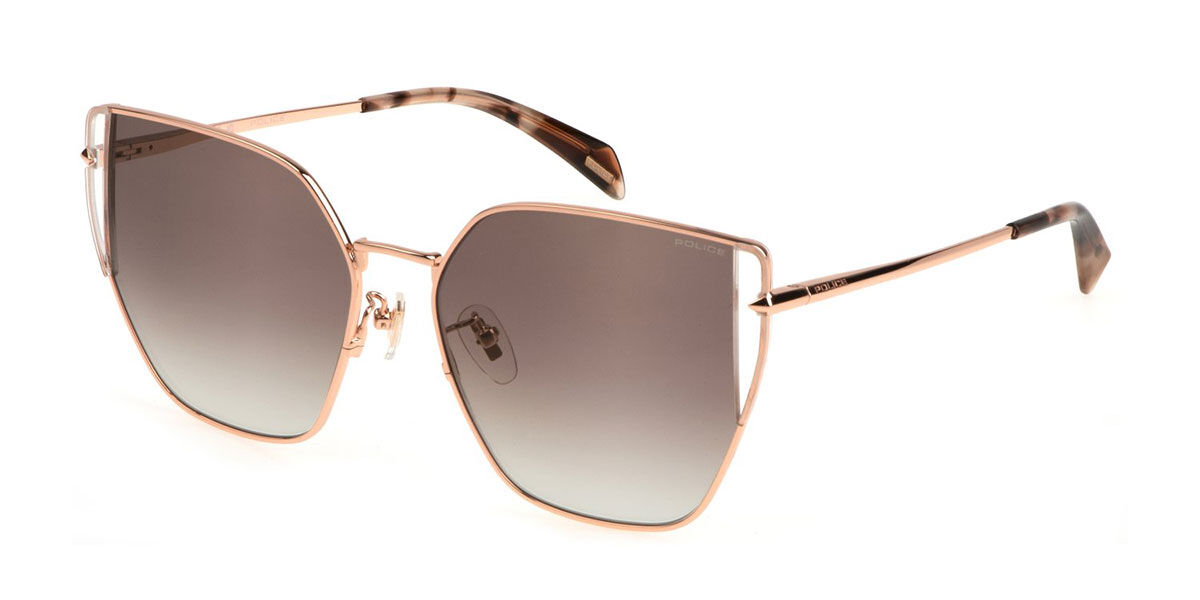 Police SPLL38 STAGEDIVE 13 08FC, Gold frame, Gradient Brown lenses