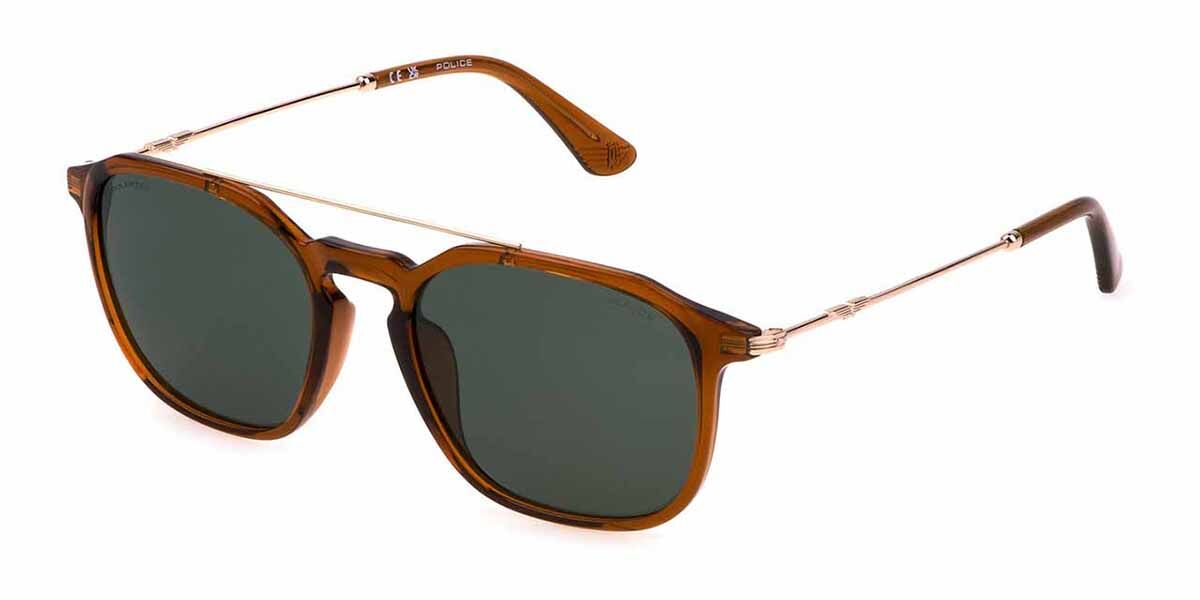 Police SPLL76 ORIGINS LITE 16 D67P, Brown frame, Green lenses