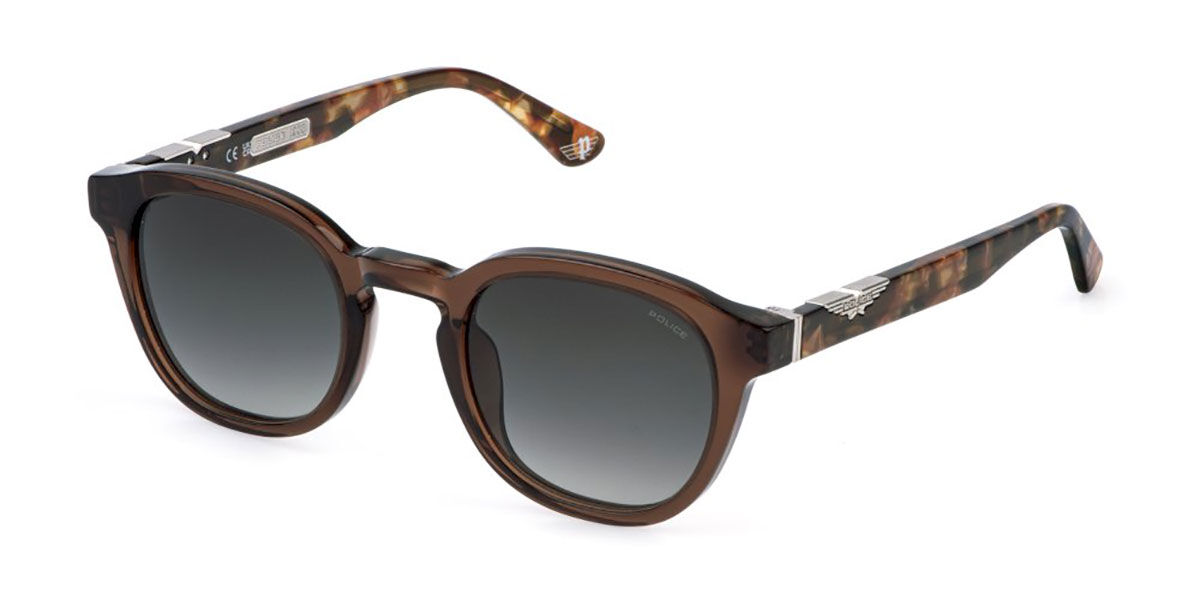 Police SPLL82 ORIGINS 60 0893, Brown frame, Gradient Green lenses