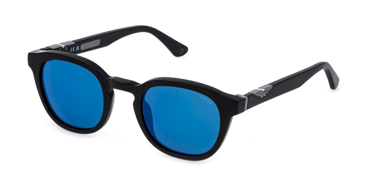 Police SPLL82 ORIGINS 60 703B, Black frame, Smoke Blue Mirror lenses