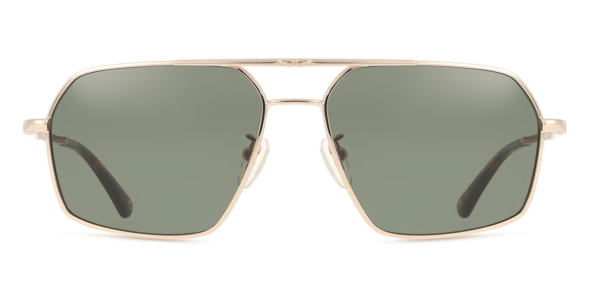 Police SPLL86 ORIGINS CLASSIC 2 0349, Gold frame, Green lenses