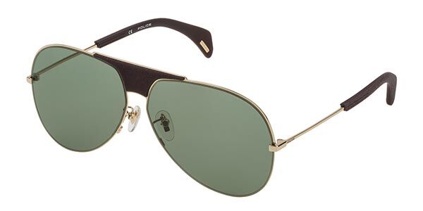 Police SPL740 0300, Gold frame, Green lenses