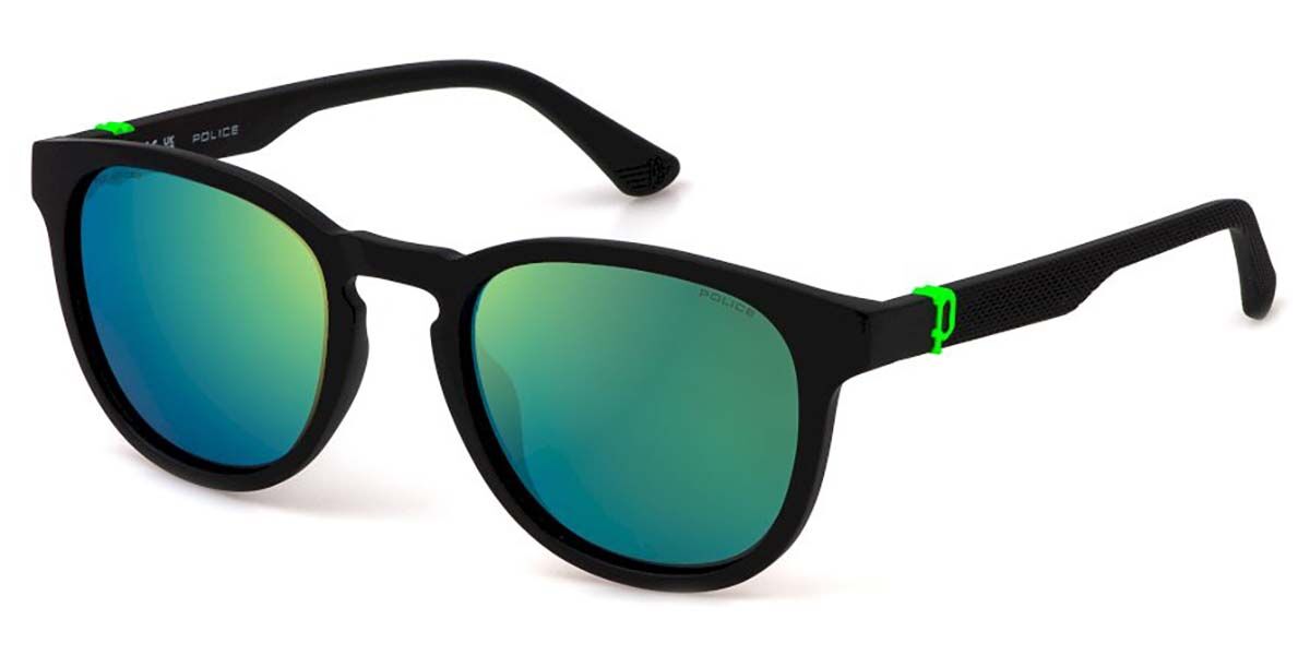 Police SPLF60 BEYOND LITE 1 U28V, Black frame, Smoke Multilayer Green Mirror lenses
