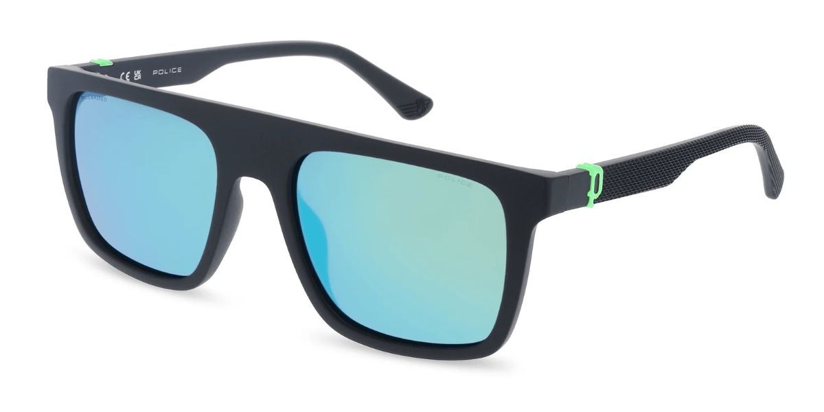 Police SPLF61 BEYOND LITE 2 U28V, Black frame, Smoke Multilayer Green Mirror lenses