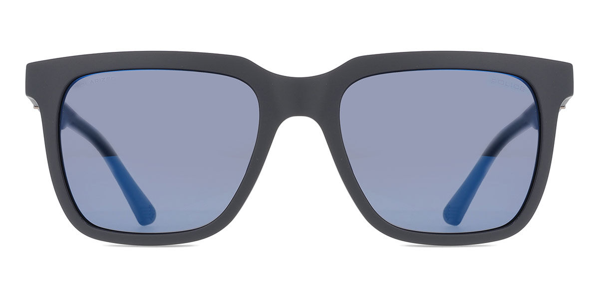 Police SPLN34E BEYOND LITE 6 Polarized V14P, Black frame, Smoke Blue Mirror Polarized lenses