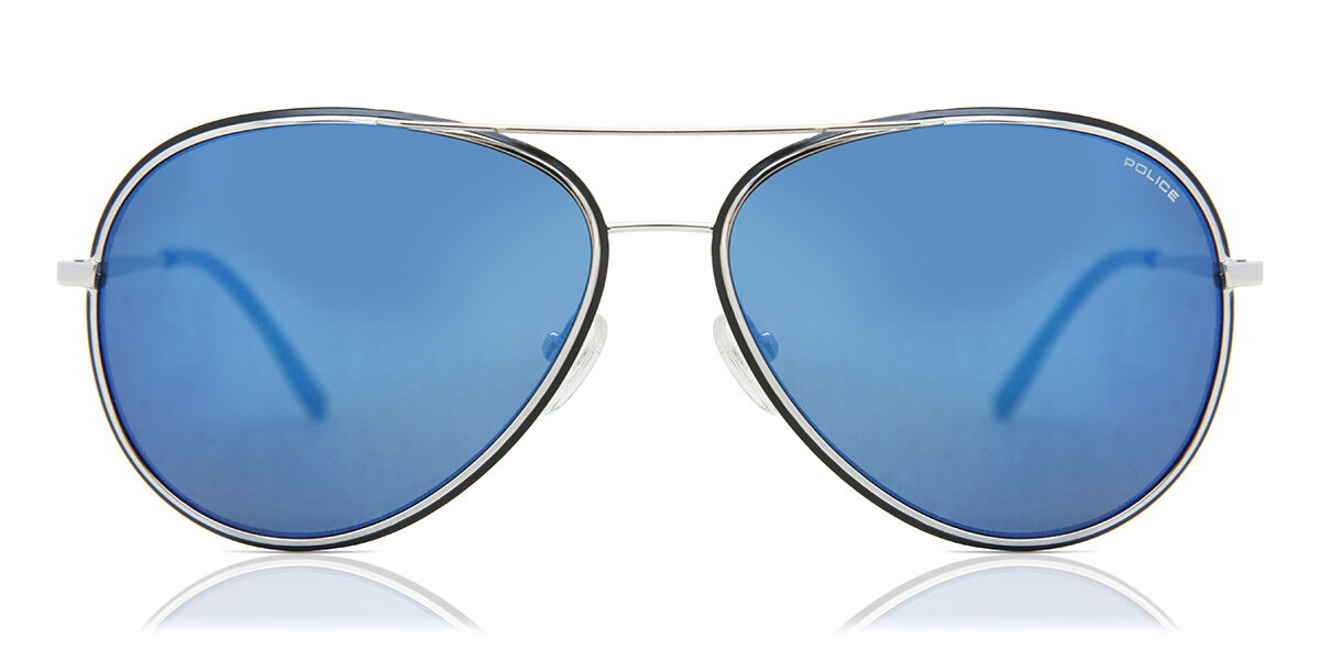 Police S8299M 583B, Black frame, Blue Mirror lenses