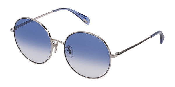 Police SPL836 ALIAS ROUND 1 579A, Silver frame, Gradient Blue lenses